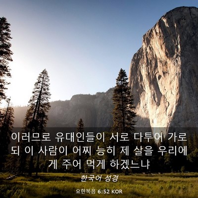 Picture 03 - 요한복음 6:52 KOR - 이러므로 유대인들이 서로 다투어 - Bible Verse Picture