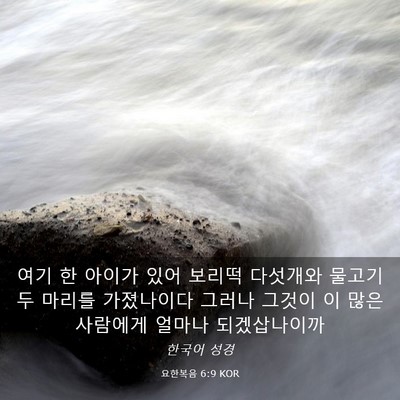 Picture 03 - 요한복음 6:9 KOR - 여기 한 아이가 있어 보리떡 - Bible Verse Picture