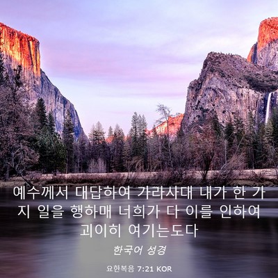 Picture 03 - 요한복음 7:21 KOR - 예수께서 대답하여 가라사대 내가 한 - Bible Verse Picture