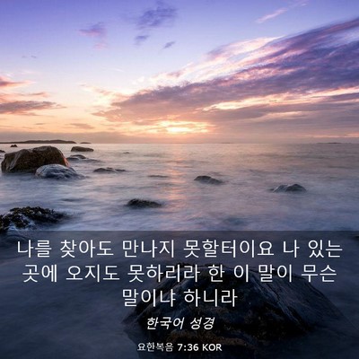 Picture 03 - 요한복음 7:36 KOR - 나를 찾아도 만나지 못할터이요 나 - Bible Verse Picture