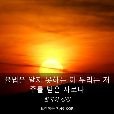 Picture 03 - 요한복음 7:49 KOR - 율법을 알지 못하는 이 무리는 - Bible Verse Picture