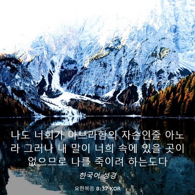 Picture 03 - 요한복음 8:37 KOR - 나도 너희가 아브라함의 자손인줄 - Bible Verse Picture