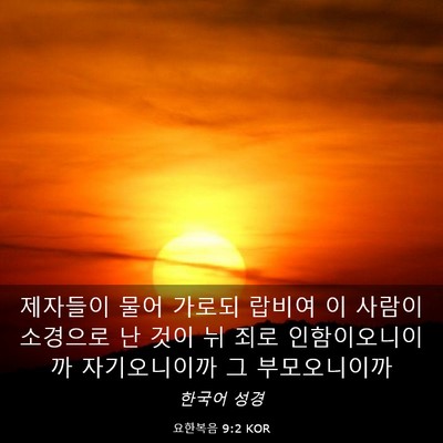 Picture 03 - 요한복음 9:2 KOR - 제자들이 물어 가로되 랍비여 이 - Bible Verse Picture