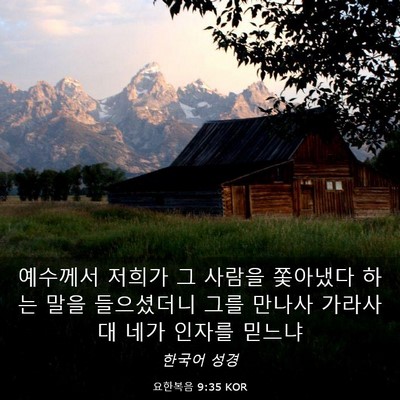 Picture 03 - 요한복음 9:35 KOR - 예수께서 저희가 그 사람을 쫓아냈다 - Bible Verse Picture