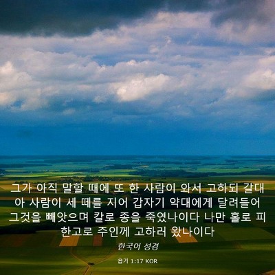 Picture 03 - 욥기 1:17 KOR - 그가 아직 말할 때에 또 한 사람이 - Bible Verse Picture