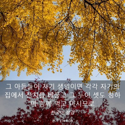 Picture 03 - 욥기 1:4 KOR - 그 아들들이 자기 생일이면 각각 - Bible Verse Picture