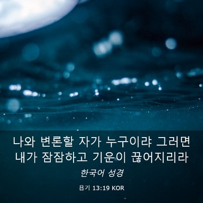 Picture 03 - 욥기 13:19 KOR - 나와 변론할 자가 누구이랴 그러면 - Bible Verse Picture