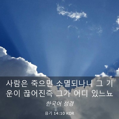 Picture 03 - 욥기 14:10 KOR - 사람은 죽으면 소멸되나니 그 기운이 - Bible Verse Picture