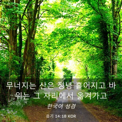 Picture 03 - 욥기 14:18 KOR - 무너지는 산은 정녕 흩어지고 바위는 - Bible Verse Picture