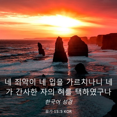 Picture 03 - 욥기 15:5 KOR - 네 죄악이 네 입을 가르치나니 네가 - Bible Verse Picture