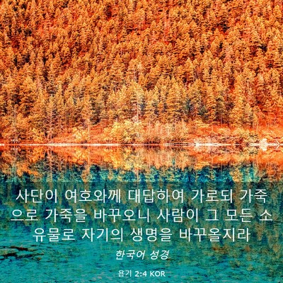 Picture 03 - 욥기 2:4 KOR - 사단이 여호와께 대답하여 가로되 - Bible Verse Picture