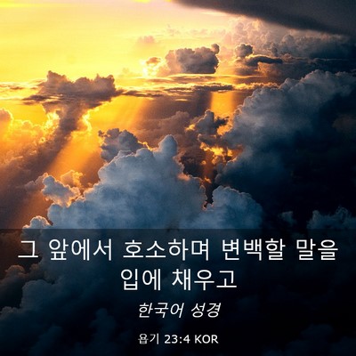 Picture 03 - 욥기 23:4 KOR - 그 앞에서 호소하며 변백할 말을 - Bible Verse Picture