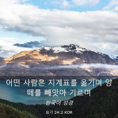 Picture 03 - 욥기 24:2 KOR - 어떤 사람은 지계표를 옮기며 양떼를 - Bible Verse Picture