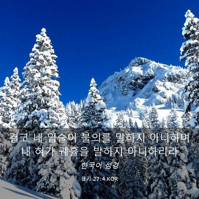 Picture 03 - 욥기 27:4 KOR - 결코 내 입술이 불의를 말하지 - Bible Verse Picture