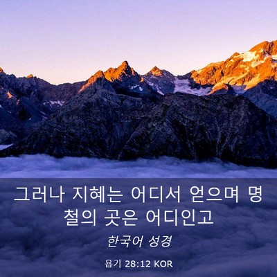 Picture 03 - 욥기 28:12 KOR - 그러나 지혜는 어디서 얻으며 명철의 - Bible Verse Picture