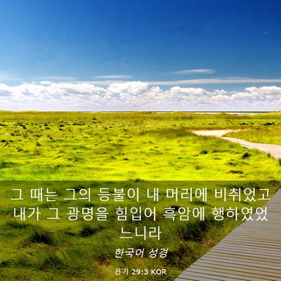 Picture 03 - 욥기 29:3 KOR - 그 때는 그의 등불이 내 머리에 - Bible Verse Picture