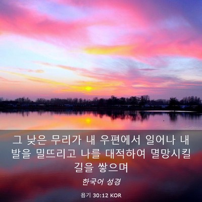 Picture 03 - 욥기 30:12 KOR - 그 낮은 무리가 내 우편에서 일어나 - Bible Verse Picture