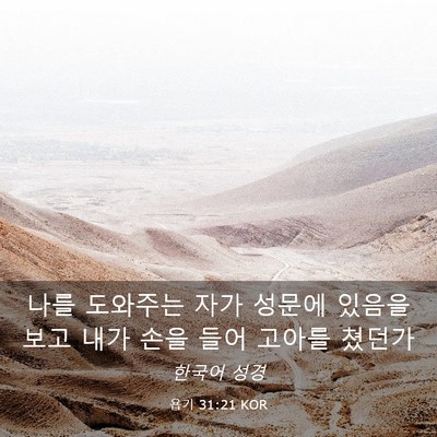 Picture 03 - 욥기 31:21 KOR - 나를 도와주는 자가 성문에 있음을 - Bible Verse Picture