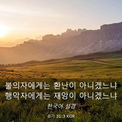Picture 03 - 욥기 31:3 KOR - 불의자에게는 환난이 아니겠느냐 - Bible Verse Picture