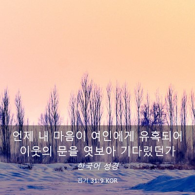 Picture 03 - 욥기 31:9 KOR - 언제 내 마음이 여인에게 유혹되어 - Bible Verse Picture
