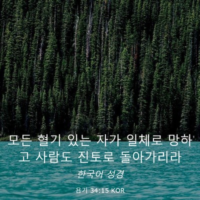 Picture 03 - 욥기 34:15 KOR - 모든 혈기 있는 자가 일체로 망하고 - Bible Verse Picture