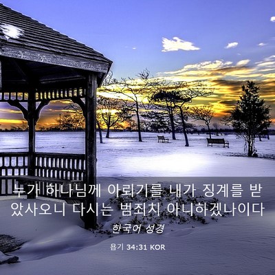 Picture 03 - 욥기 34:31 KOR - 누가 하나님께 아뢰기를 내가 징계를 - Bible Verse Picture