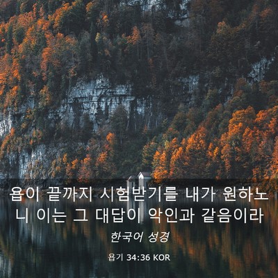Picture 03 - 욥기 34:36 KOR - 욥이 끝까지 시험받기를 내가 - Bible Verse Picture