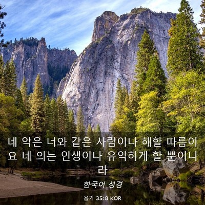 Picture 03 - 욥기 35:8 KOR - 네 악은 너와 같은 사람이나 해할 - Bible Verse Picture