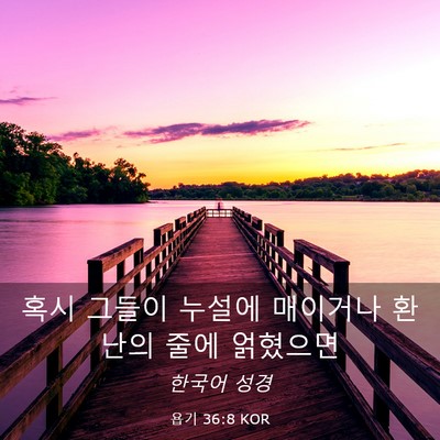 Picture 03 - 욥기 36:8 KOR - 혹시 그들이 누설에 매이거나 환난의 - Bible Verse Picture