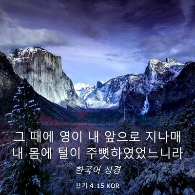 Picture 03 - 욥기 4:15 KOR - 그 때에 영이 내 앞으로 지나매 내 - Bible Verse Picture