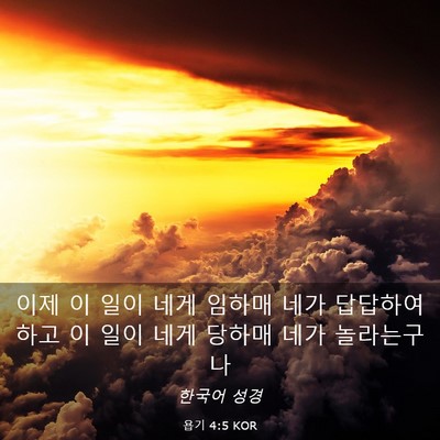 Picture 03 - 욥기 4:5 KOR - 이제 이 일이 네게 임하매 네가 - Bible Verse Picture