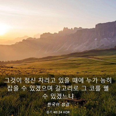 Picture 03 - 욥기 40:24 KOR - 그것이 정신 차리고 있을 때에 누가 - Bible Verse Picture