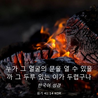 Picture 03 - 욥기 41:14 KOR - 누가 그 얼굴의 문을 열 수 있을까 그 - Bible Verse Picture
