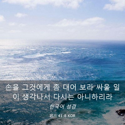 Picture 03 - 욥기 41:8 KOR - 손을 그것에게 좀 대어 보라 싸울 - Bible Verse Picture