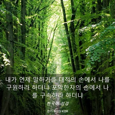 Picture 03 - 욥기 6:23 KOR - 내가 언제 말하기를 대적의 손에서 - Bible Verse Picture
