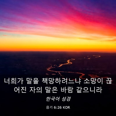 Picture 03 - 욥기 6:26 KOR - 너희가 말을 책망하려느냐 소망이 - Bible Verse Picture
