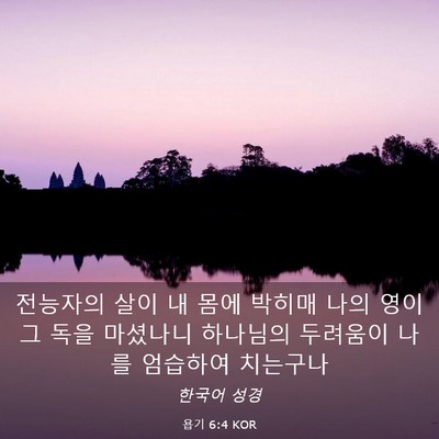 Picture 03 - 욥기 6:4 KOR - 전능자의 살이 내 몸에 박히매 나의 - Bible Verse Picture