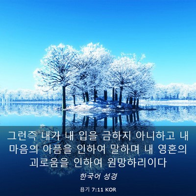 Picture 03 - 욥기 7:11 KOR - 그런즉 내가 내 입을 금하지 - Bible Verse Picture