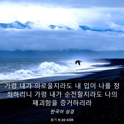 Picture 03 - 욥기 9:20 KOR - 가령 내가 의로울지라도 내 입이 - Bible Verse Picture