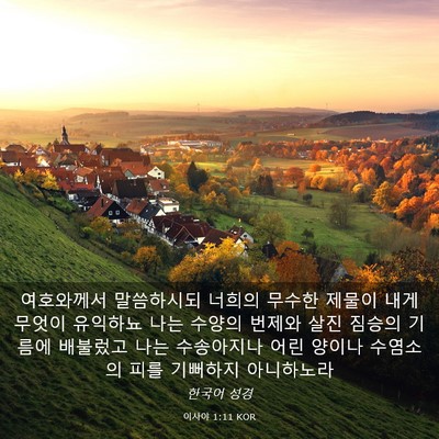 Picture 03 - 이사야 1:11 KOR - 여호와께서 말씀하시되 너희의 - Bible Verse Picture