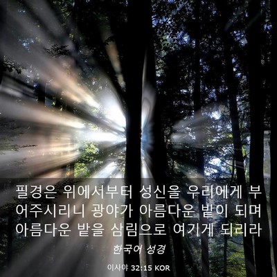 Picture 03 - 이사야 32:15 KOR - 필경은 위에서부터 성신을 우리에게 - Bible Verse Picture