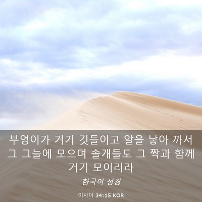 Picture 03 - 이사야 34:15 KOR - 부엉이가 거기 깃들이고 알을 낳아 - Bible Verse Picture