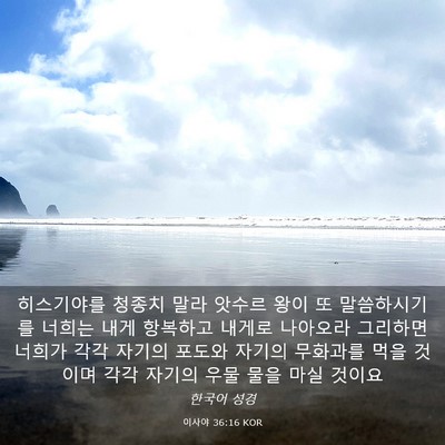 Picture 03 - 이사야 36:16 KOR - 히스기야를 청종치 말라 앗수르 왕이 - Bible Verse Picture