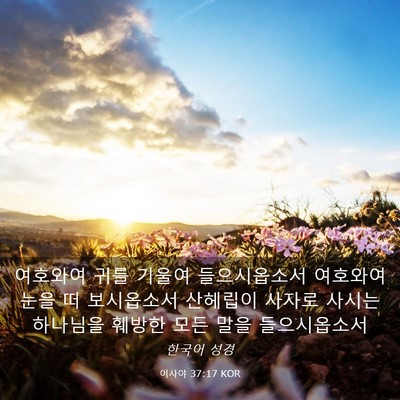 Picture 03 - 이사야 37:17 KOR - 여호와여 귀를 기울여 들으시옵소서 - Bible Verse Picture