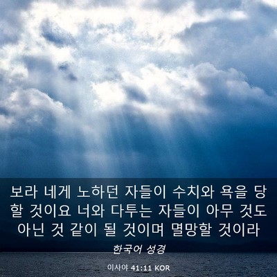 Picture 03 - 이사야 41:11 KOR - 보라 네게 노하던 자들이 수치와 - Bible Verse Picture