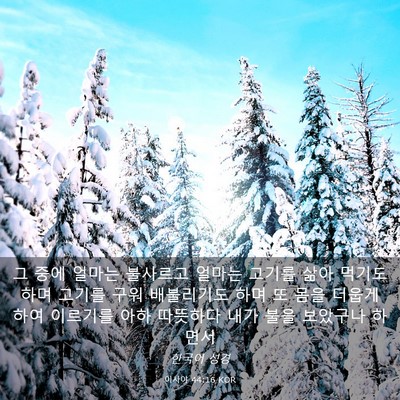 Picture 03 - 이사야 44:16 KOR - 그 중에 얼마는 불사르고 얼마는 - Bible Verse Picture