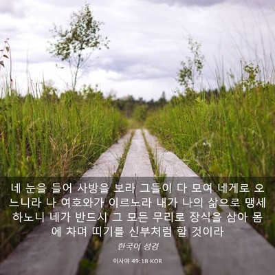 Picture 03 - 이사야 49:18 KOR - 네 눈을 들어 사방을 보라 그들이 다 - Bible Verse Picture