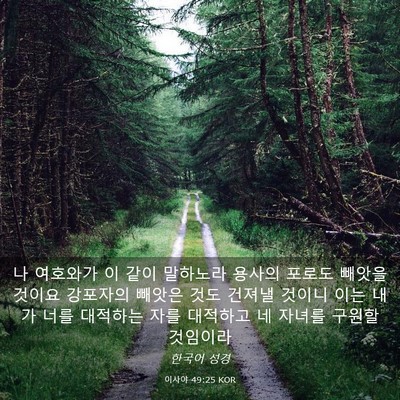 Picture 03 - 이사야 49:25 KOR - 나 여호와가 이 같이 말하노라 - Bible Verse Picture
