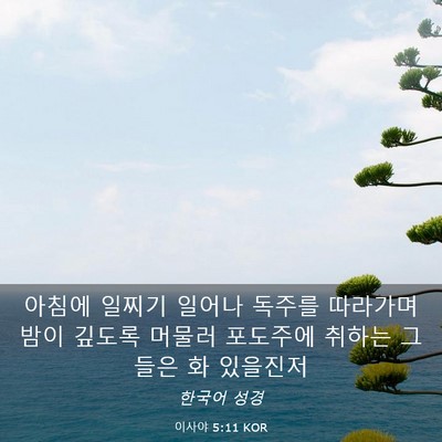Picture 03 - 이사야 5:11 KOR - 아침에 일찌기 일어나 독주를 - Bible Verse Picture
