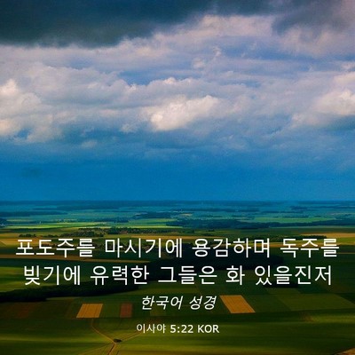 Picture 03 - 이사야 5:22 KOR - 포도주를 마시기에 용감하며 독주를 - Bible Verse Picture